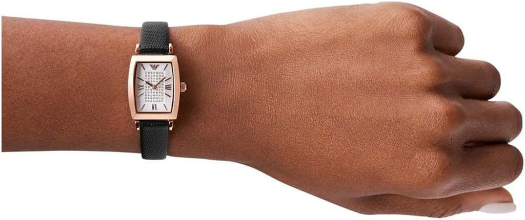 Emporio Armani Gianni T Bar Quartz White Dial Black Leather Strap Watch For Women - AR11408 Buy Now By Emporio Armani