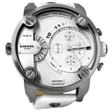 Diesel Badass Chronograph White Dial White Leather Strap Watch For Men - DZ7265 Buy Now By Diesel
