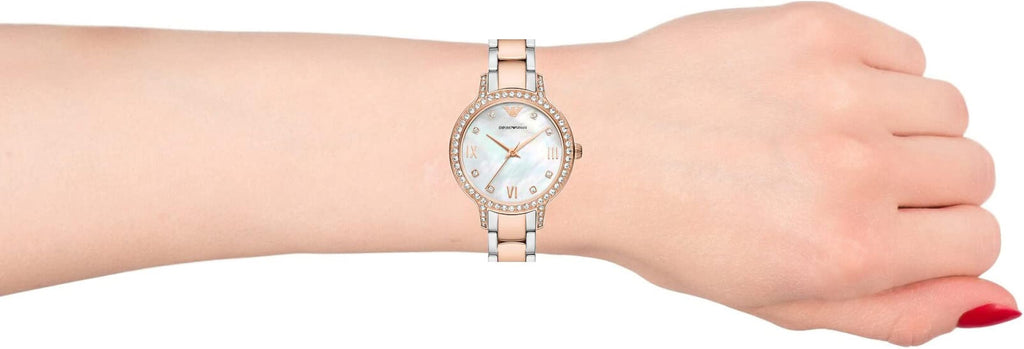 Emporio Armani Cleo Mother of Pearl Dial Two Tone Steel Strap Watch For Women - AR11499 Buy Now By Emporio Armani
