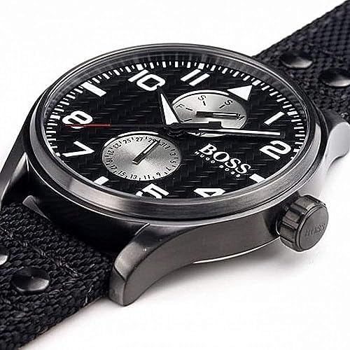 Hugo Boss Aeroliner Maxx Quartz Black Dial Black Nylon Strap Watch For Men - HB1513086 Buy Now By Hugo Boss