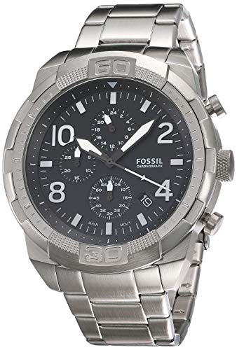 Fossil Bronson Chronograph Black Dial Silver Steel Strap Watch for Men - FS5710 Buy Now By Fossil