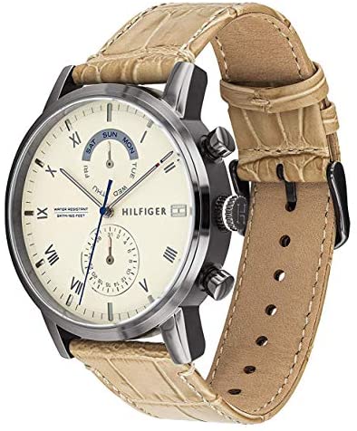 Tommy Hilfiger Kane White Dial Beige Leather Strap Watch for Men - 1710399 Buy Now By Tommy Hilfiger