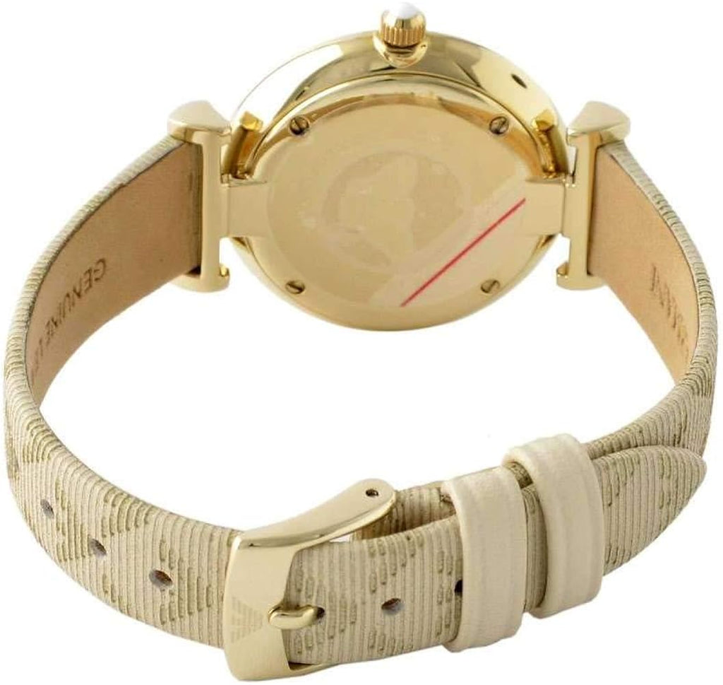 Emporio Armani Gianni T Bar Analog Silver Dial Beige Leather Strap Watch For Women - AR11127 Buy Now By Emporio Armani