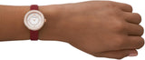 Emporio Armani Two-Hand Analog White Dial Red Leather Strap Watch For Women - AR11532 Buy Now By Emporio Armani