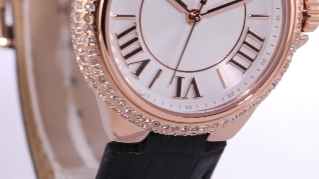 Michael Kors Camille Three-Hand Crystals White Dial Black Leather Strap Watch for Women - MK2962 Buy Now By Michael Kors