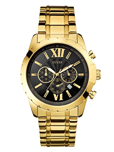 Guess Optic Multifunction Black Dial Gold Steel Strap Watch for Men - W0193G1 Buy Now By Guess