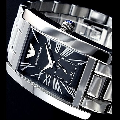 Emporio Armani Classic Black Dial Silver Stainless Steel Strap Watch For Men - AR0156 Buy Now By Emporio Armani