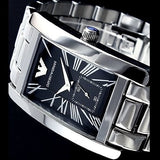 Emporio Armani Classic Black Dial Silver Stainless Steel Strap Watch For Men - AR0156 Buy Now By Emporio Armani
