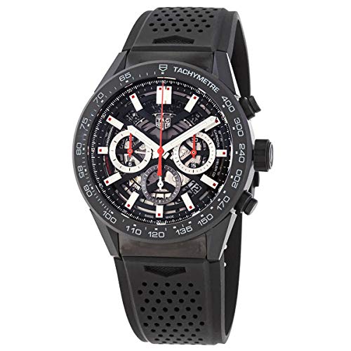 Tag Heuer Carrera Automatic Chronograph Black Dial Black Rubber Strap Watch for Men - CBG2A90.FT6173 Buy Now By Tag Heuer