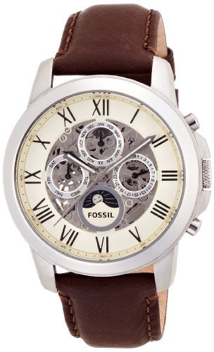 Fossil Grant Automatic White Dial Brown Leather Strap Watch for Men - ME3027 Buy Now By Fossil