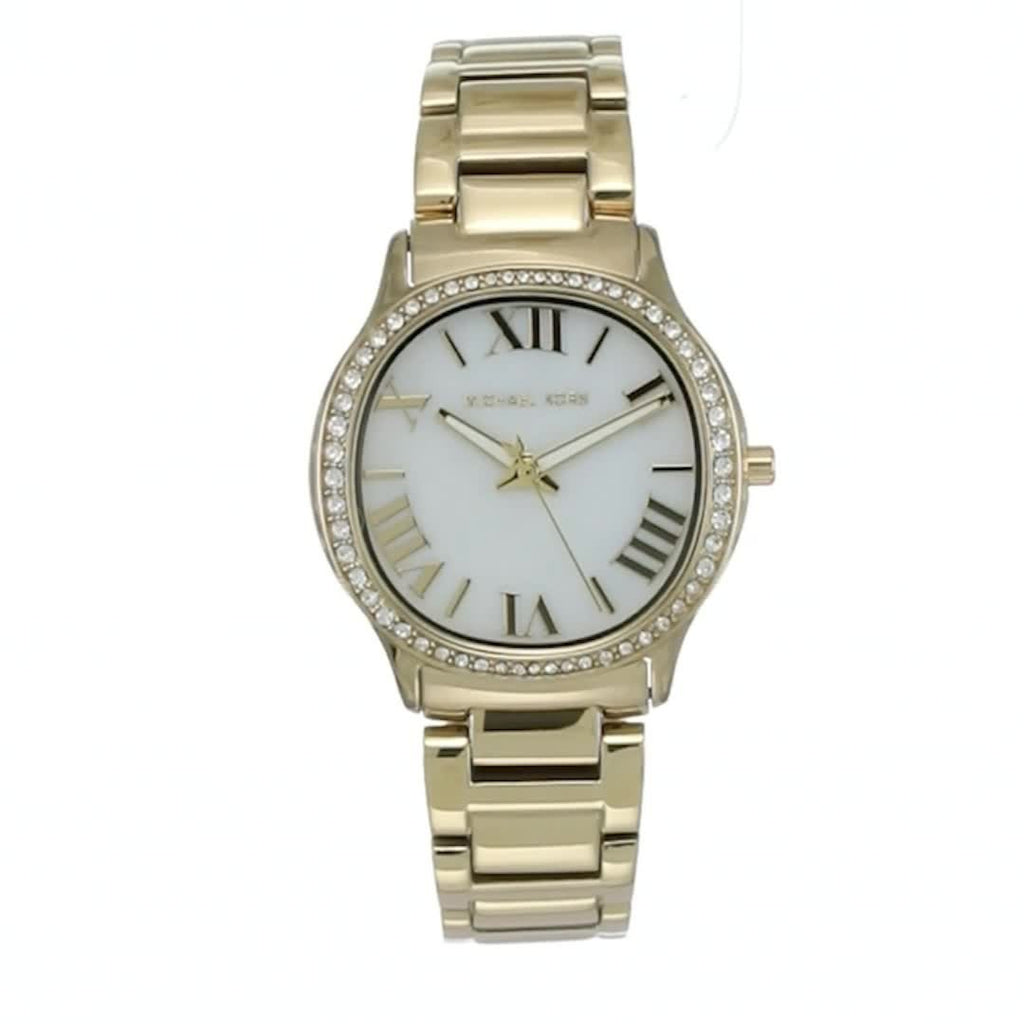 Michael Kors Sage Analog White Dial Gold Steel Strap Watch for Women - MK4822 Buy Now By Michael Kors