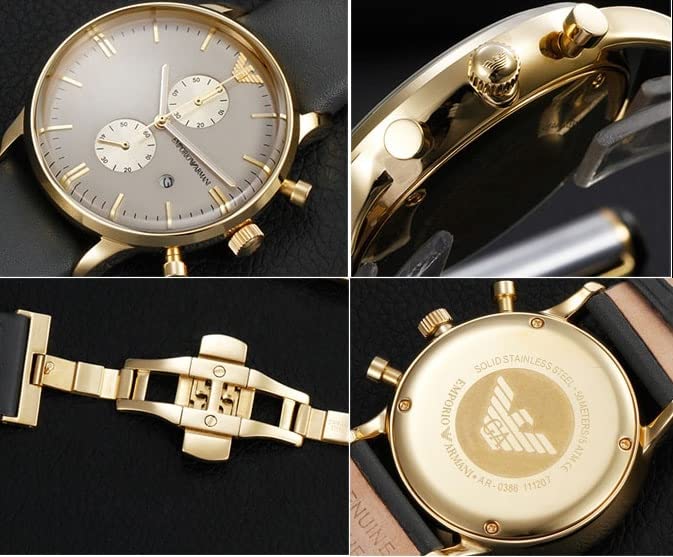 Emporio Armani Chronograph Champagne Dial Green Leather Strap Watch For Men - AR1722 Buy Now By Emporio Armani