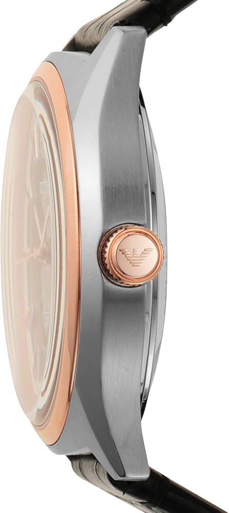 Emporio Armani Zeta Skeleton Automatic Silver Dial Black Leather Strap Watch For Men - AR60018 Buy Now By Emporio Armani