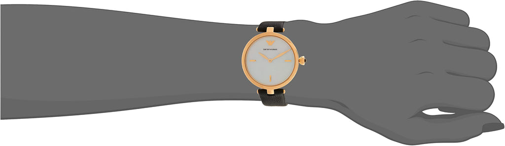 Emporio Armani Arianna Analog Silver Dial Black Leather Strap Watch For Women - AR11200 Buy Now By Emporio Armani