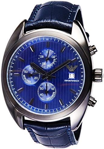 Emporio Armani Sportivo Chronograph Blue Dial Blue Leather Strap Watch For Men - AR6126 Buy Now By Emporio Armani