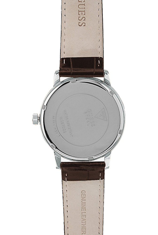 Guess Delancy Quartz White Dial Brown Leather Strap Watch For Men - W0870G1 Buy Now By Guess