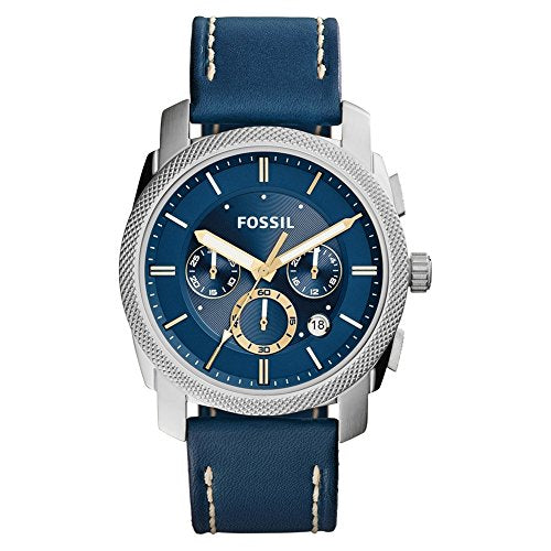 Fossil Machine Chronograph Blue Dial Blue Leather Strap Watch for Men - FS5262 Buy Now By Fossil