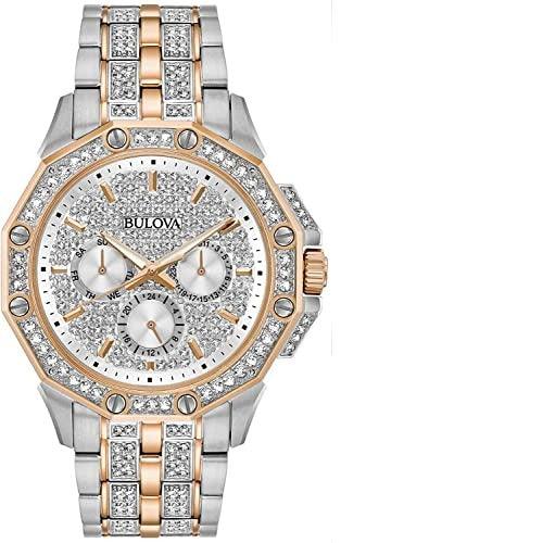 Bulova Octova Crystal Silver Dial Two Tone Steel Strap Watch for Men - 98C133 Buy Now By Bulova