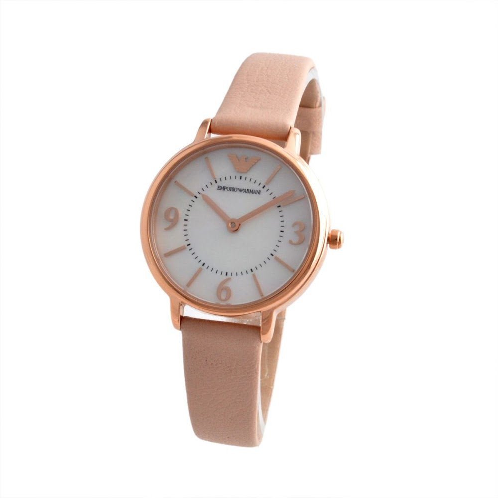 Emporio Armani Kappa White Mother of Pearl Dial Pink Leather Strap Watch For Women - AR2512 Buy Now By Emporio Armani