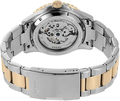 Fossil FB-01 Automatic Skeleton Blue Dial Two Tone Steel Strap Watch for Men - ME3191 Buy Now By Fossil