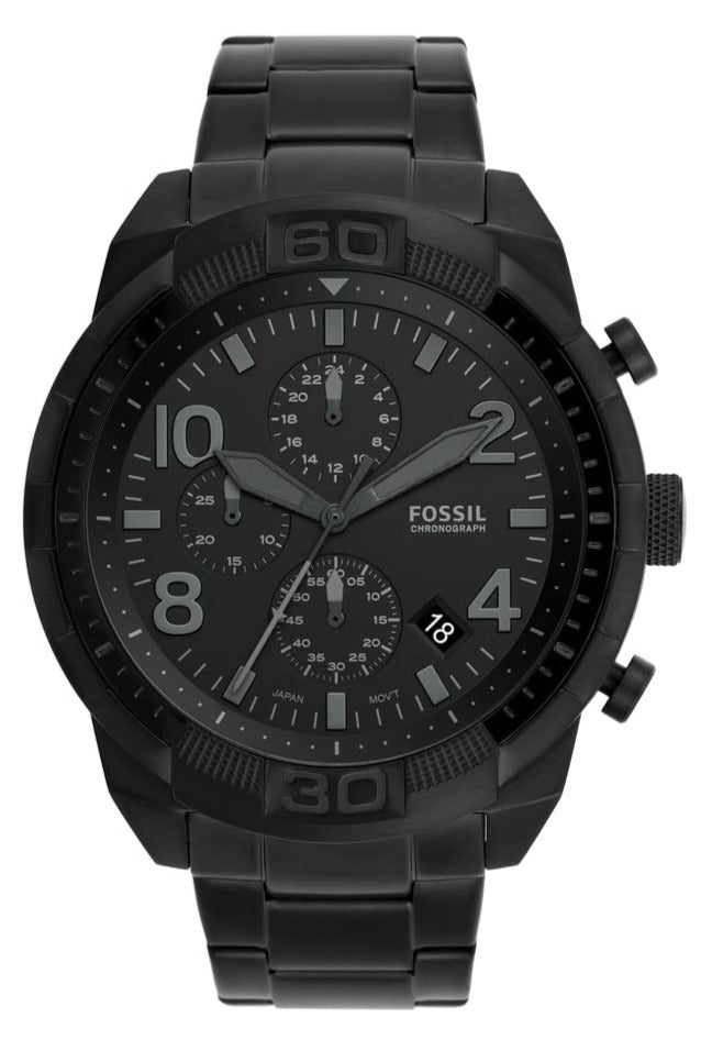 Fossil Bronson Chronograph Black Dial Black Steel Strap Watch for Men - FS5712 Buy Now By Fossil