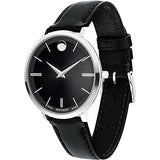 Movado Ultra Slim Black Dial Black Leather Strap Watch For Women - 0607090 Buy Now By Movado