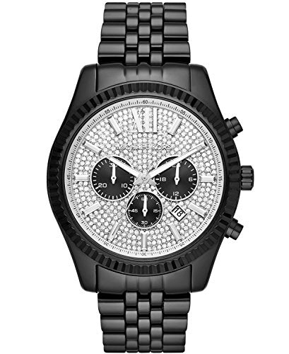 Michael Kors Lexington Chronograph Crystals Silver Dial Black Steel Strap Watch for Men - MK8605 Buy Now By Michael Kors