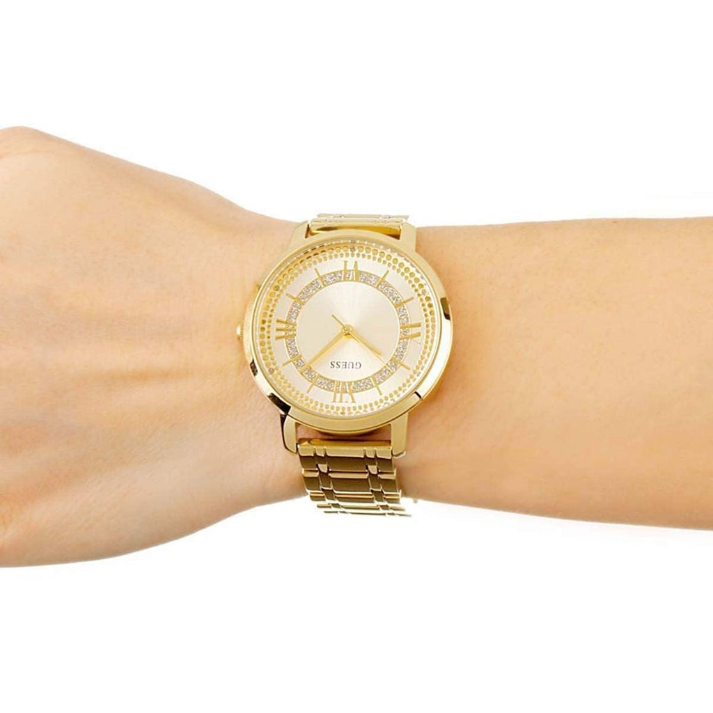 Guess Montauk Gold Dial Gold Steel Strap Watch for Women - W0933L2 Buy Now By Guess