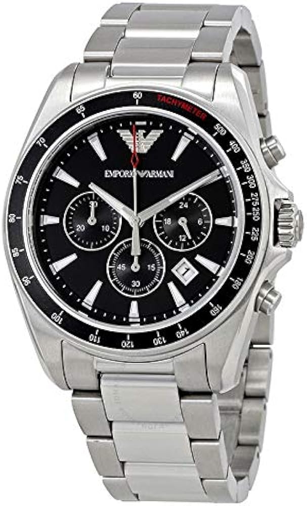 Emporio Armani Sigma Chronograph Black Dial Silver Steel Strap Watch For Men - AR6098 Buy Now By Emporio Armani