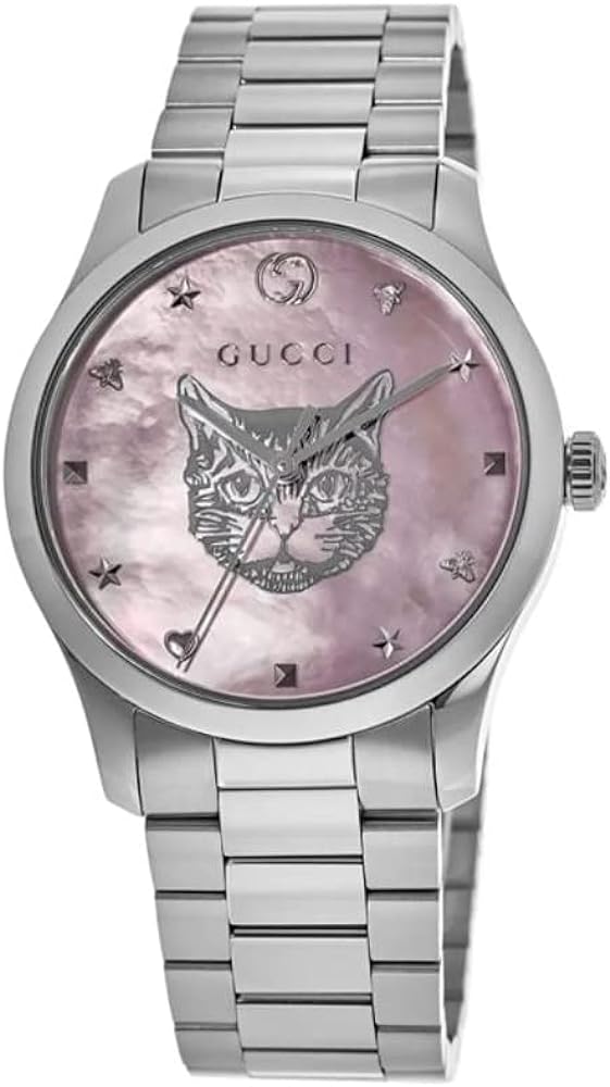 Gucci G Timeless Quartz Mother of Pearl Pink Dial Silver Steel Strap Watch for Women - YA1264166 Buy Now By Gucci