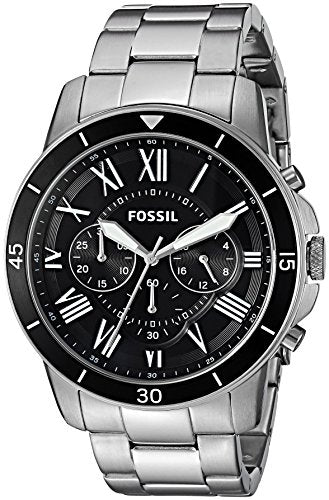 Fossil Grant Sport Chronograph Black Dial Silver Steel Strap Watch for Men - FS5236 Buy Now By Fossil