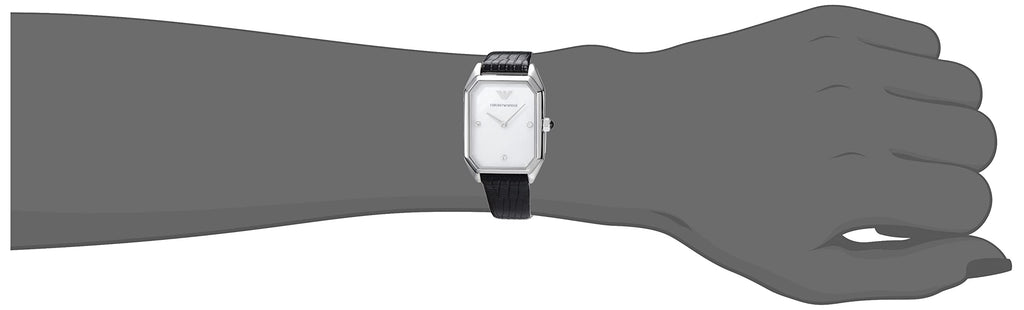 Emporio Armani Gioia Analog Mother of Pearl Dial Black Leather Strap Watch For Women - AR11148 Buy Now By Emporio Armani