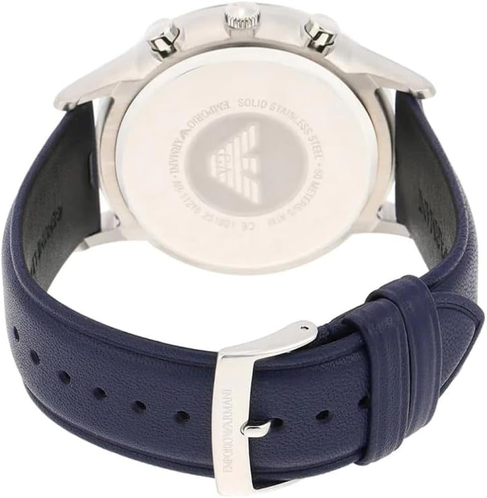 Emporio Armani Renato Chronograph Blue Dial Black Leather Strap Watch For Men - AR11216 Buy Now By Emporio Armani