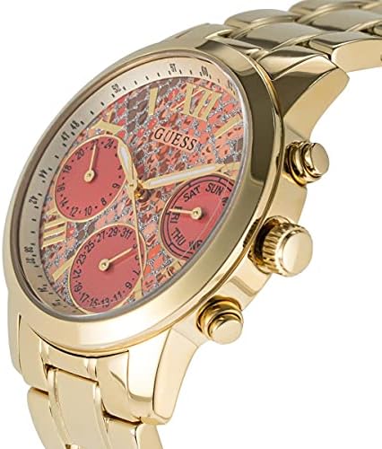 Guess Mini Sunrise Quartz Analog Orange Dial Gold Steel Strap Watch For Women - W0448L7 Buy Now By Guess