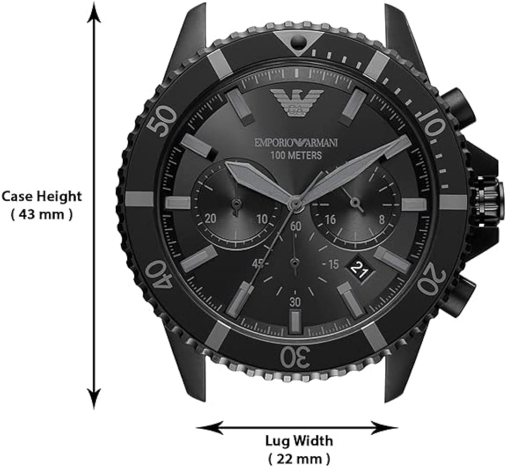 Emporio Armani Diver Chronograph Black Dial Black Steel Strap Watch For Men - AR11363 Buy Now By Emporio Armani