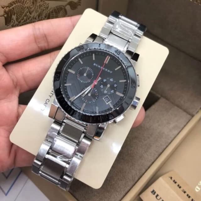 Burberry The City Black Dial Silver Steel Strap Watch for Men - BU9380 Buy Now By Burberry