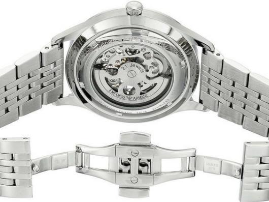 Emporio Armani Meccanico Skeleton Silver Dial Silver Steel Strap Watch For Men - AR1945 Buy Now By Emporio Armani