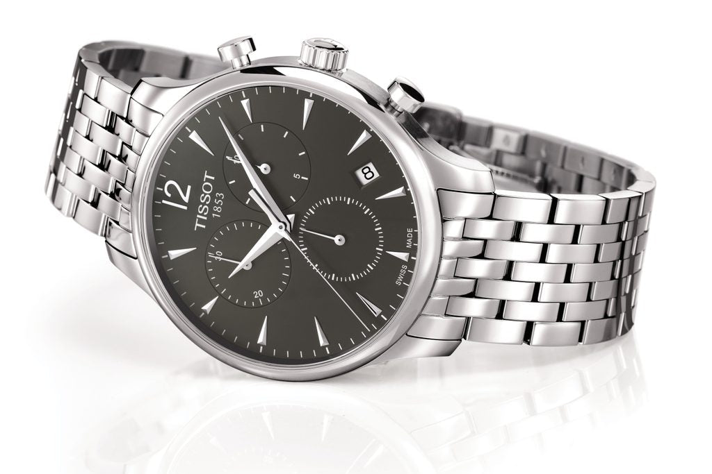 Tissot T Classic Tradition Chronograph Black Dial Silver Steel Strap Watch For Men - T063.617.11.067.00 Buy Now By Tissot