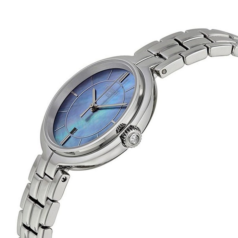 Tissot T Lady Flamingo Mother of Pearl Blue Dial Silver Steel Strap Watch For Women - T094.210.11.121.00 Buy Now By Tissot