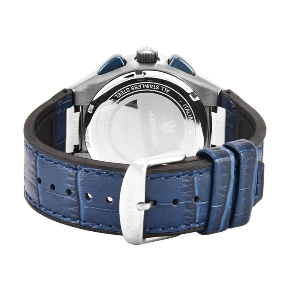 Maserati Triconic Chronograph White Dial Blue Leather Strap Watch For Men - R8871639001 Buy Now By Maserati