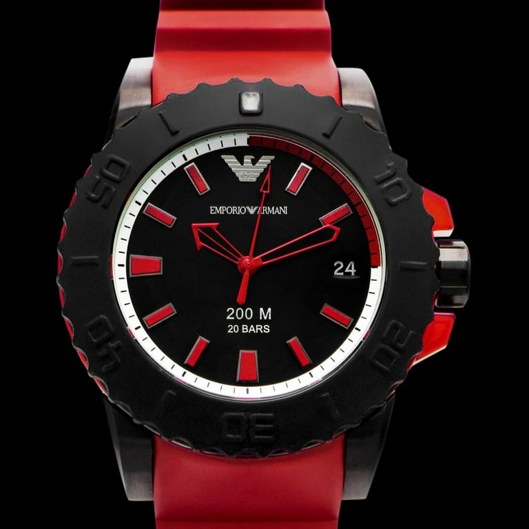 Emporio Armani Sportivo Quartz Black Dial Red Rubber Strap Watch For Men - AR6101 Buy Now By Emporio Armani