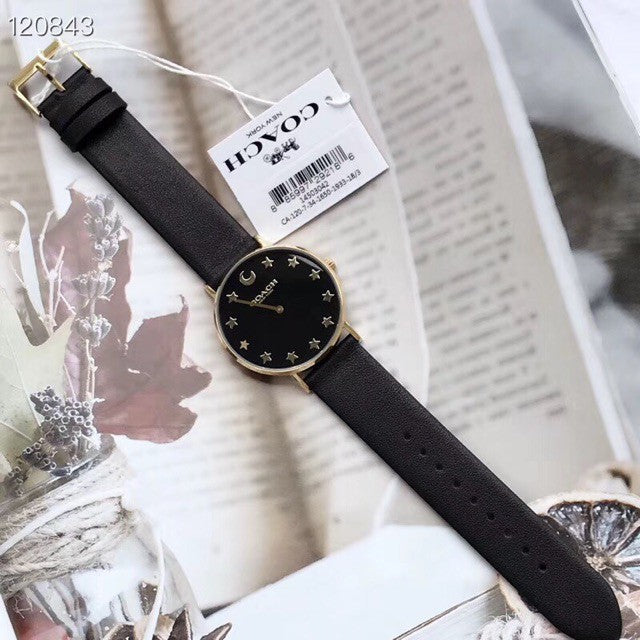 Coach Perry Black Dial Black Leather Strap Watch for Women - 14503042 Buy Now By Coach