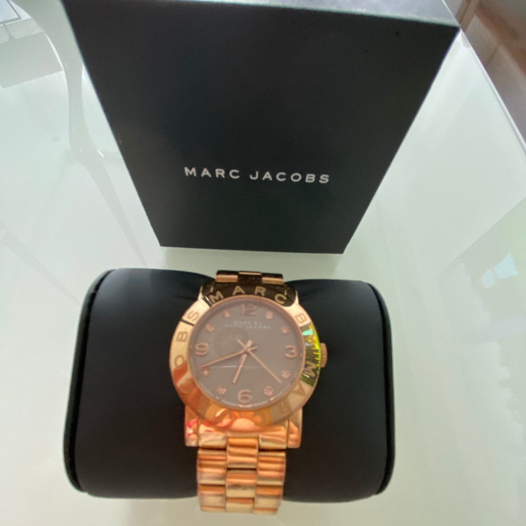 Marc Jacobs Amy Mother of Pearl Black Dial Rose Gold Steel Strap Watch for Women - MBM8610 Buy Now By Marc Jacobs