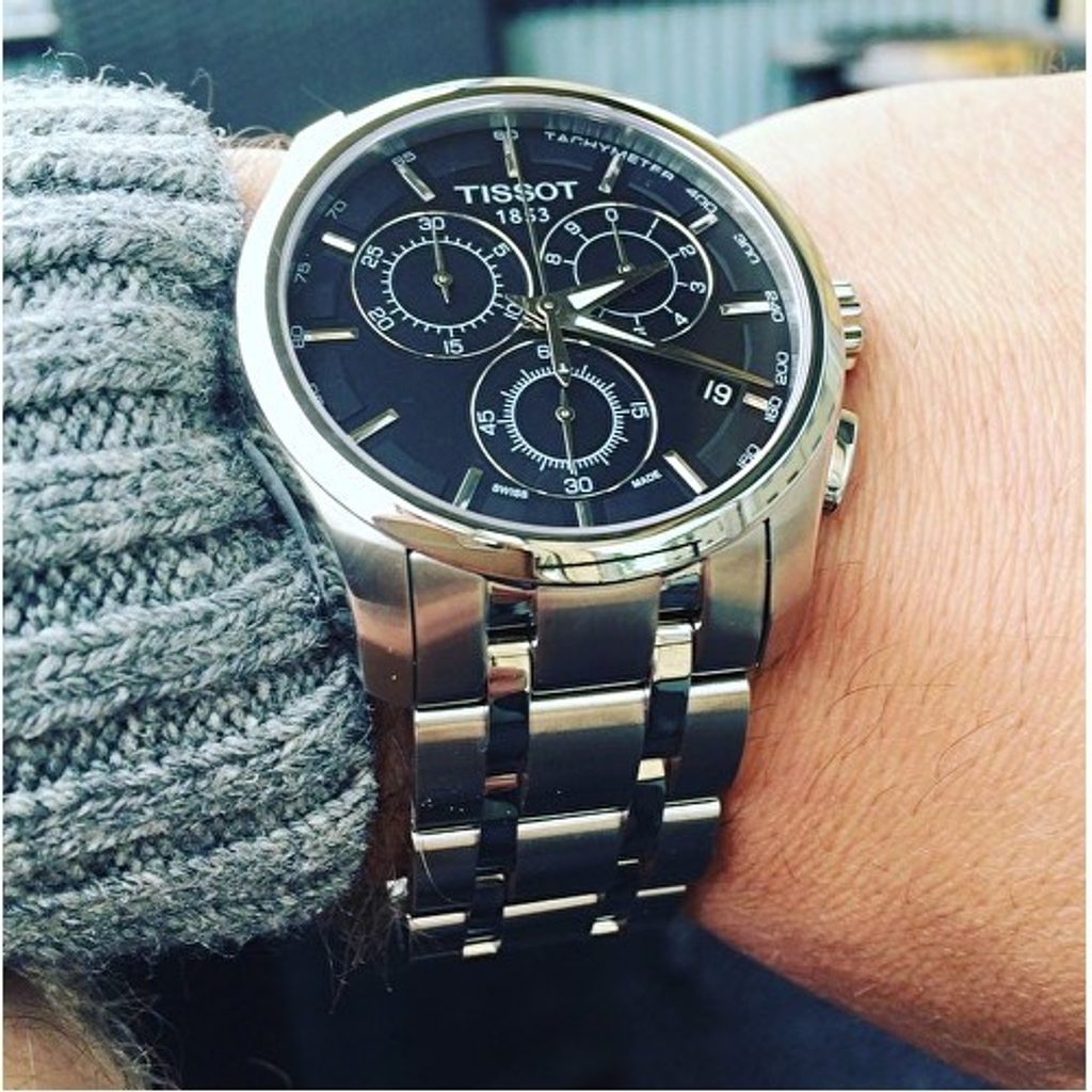 Tissot Couturier Chronograph Black Dial Silver Steel Strap Watch For Men - T035.617.11.051.00 Buy Now By Tissot