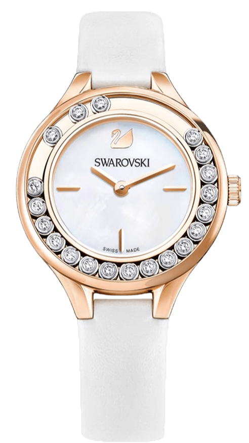 Swarovski Lovely Crystals Mother of Pearl Dial White Leather Strap Watch for Women - 5242904 Buy Now By Swarovski