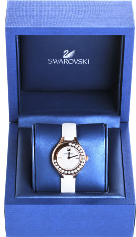 Swarovski Lovely Crystals Mother of Pearl Dial White Leather Strap Watch for Women - 5242904 Buy Now By Swarovski