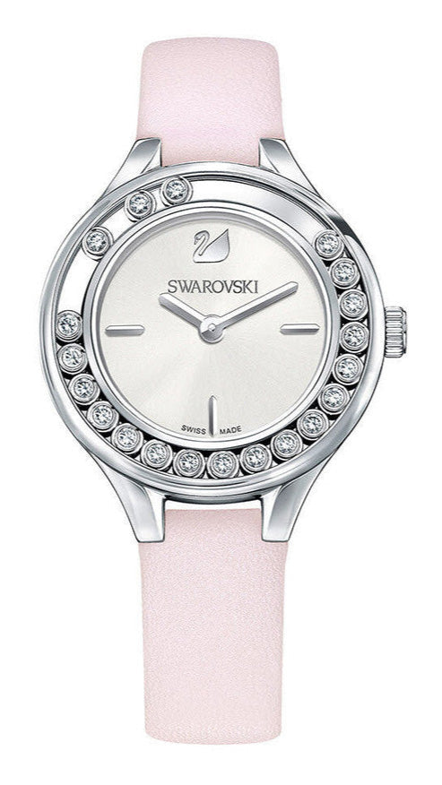 Swarovski Lovely Crystals Silver Dial Pink Leather Strap Watch for Women - 5261493 Buy Now By Swarovski