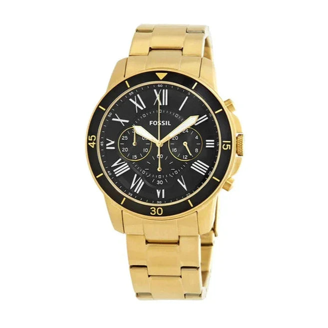 Fossil Inscription Automatic Black Dial Gold Steel Strap Watch for Men - FS5267 Buy Now By Fossil