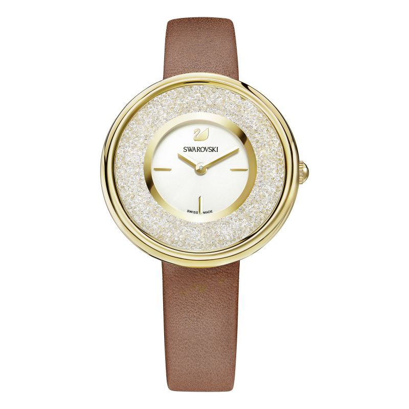 Swarovski Crystalline Pure White Dial Brown Leather Strap Watch for Women - 5275040 Buy Now By Swarovski