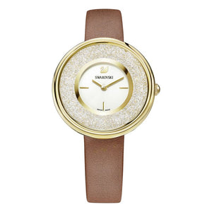 Swarovski Crystalline Pure White Dial Brown Leather Strap Watch for Women - 5275040 Buy Now By Swarovski